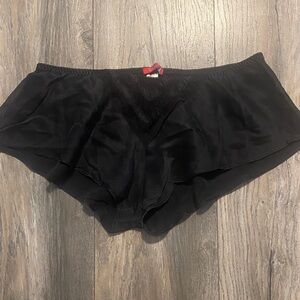 Mixona Black Silk Shorts with Lace Trim
